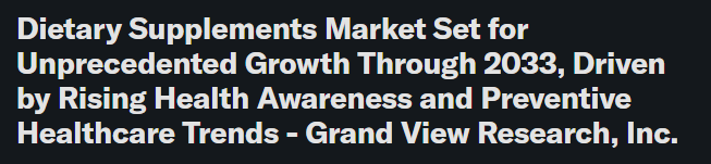 Dietary Supplements Market Set for Unprecedented Growth Through 2033